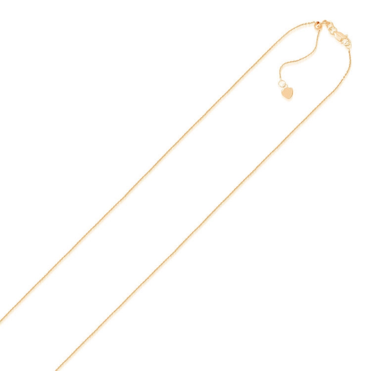 14k Rose Gold Adjustable Cable Chain 0.9mm Bids.com