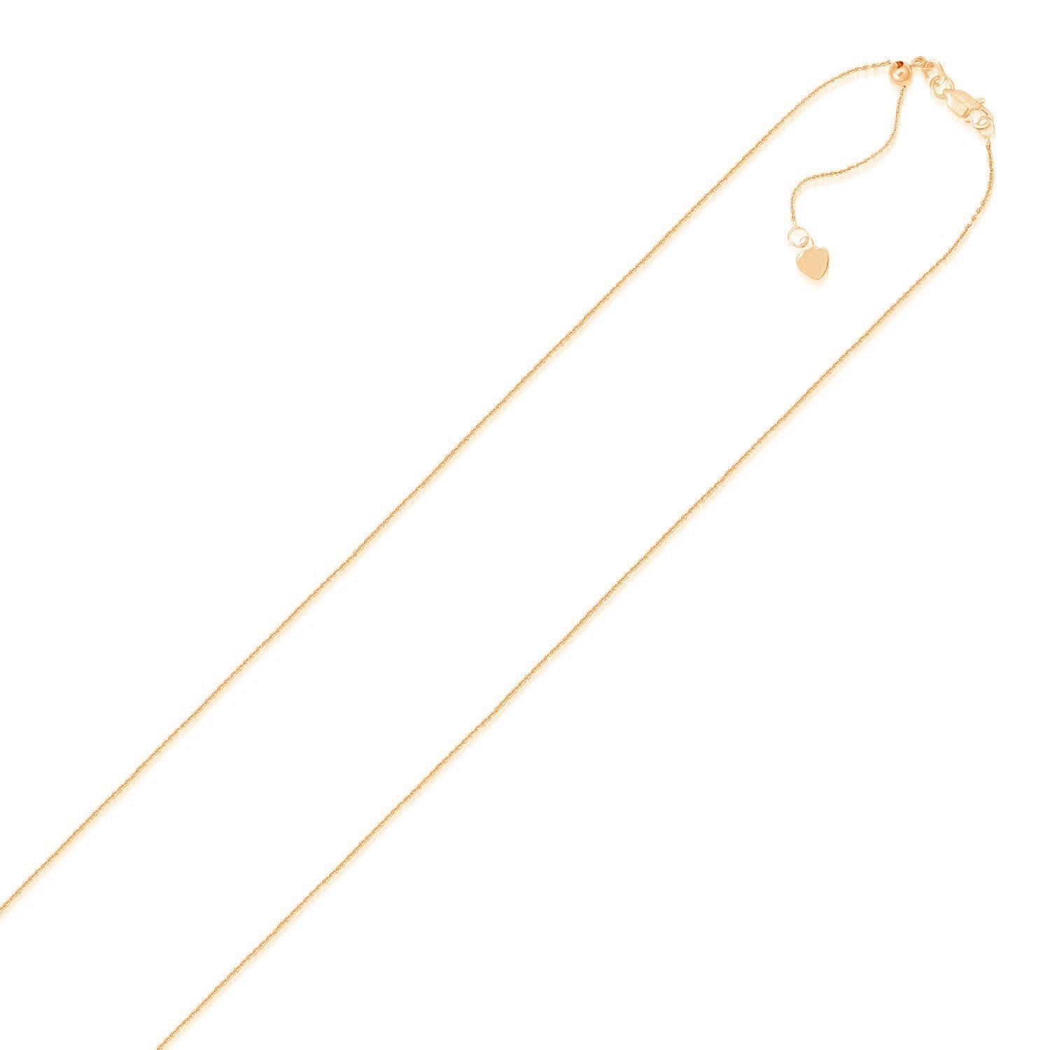 14k Rose Gold Adjustable Cable Chain 0.9mm Bids.com