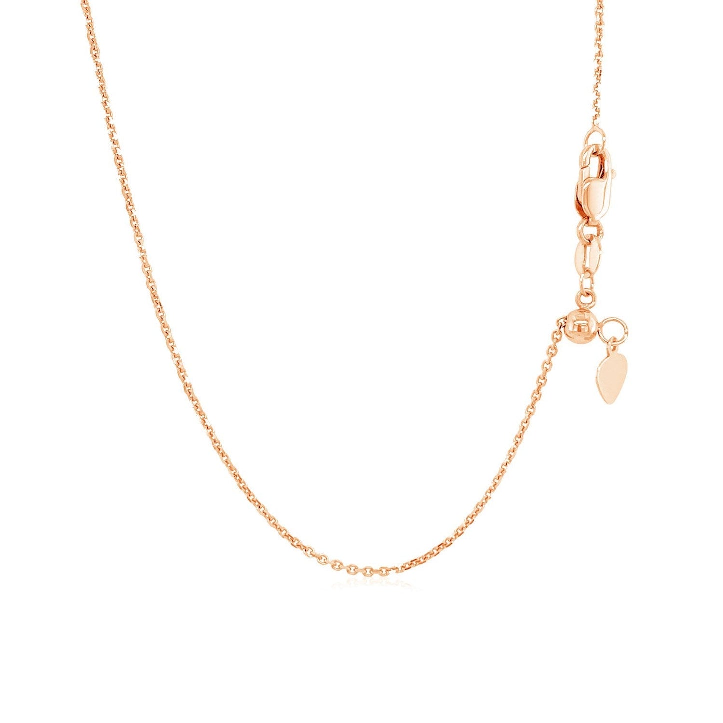 14k Rose Gold Adjustable Cable Chain 0.9mm Bids.com