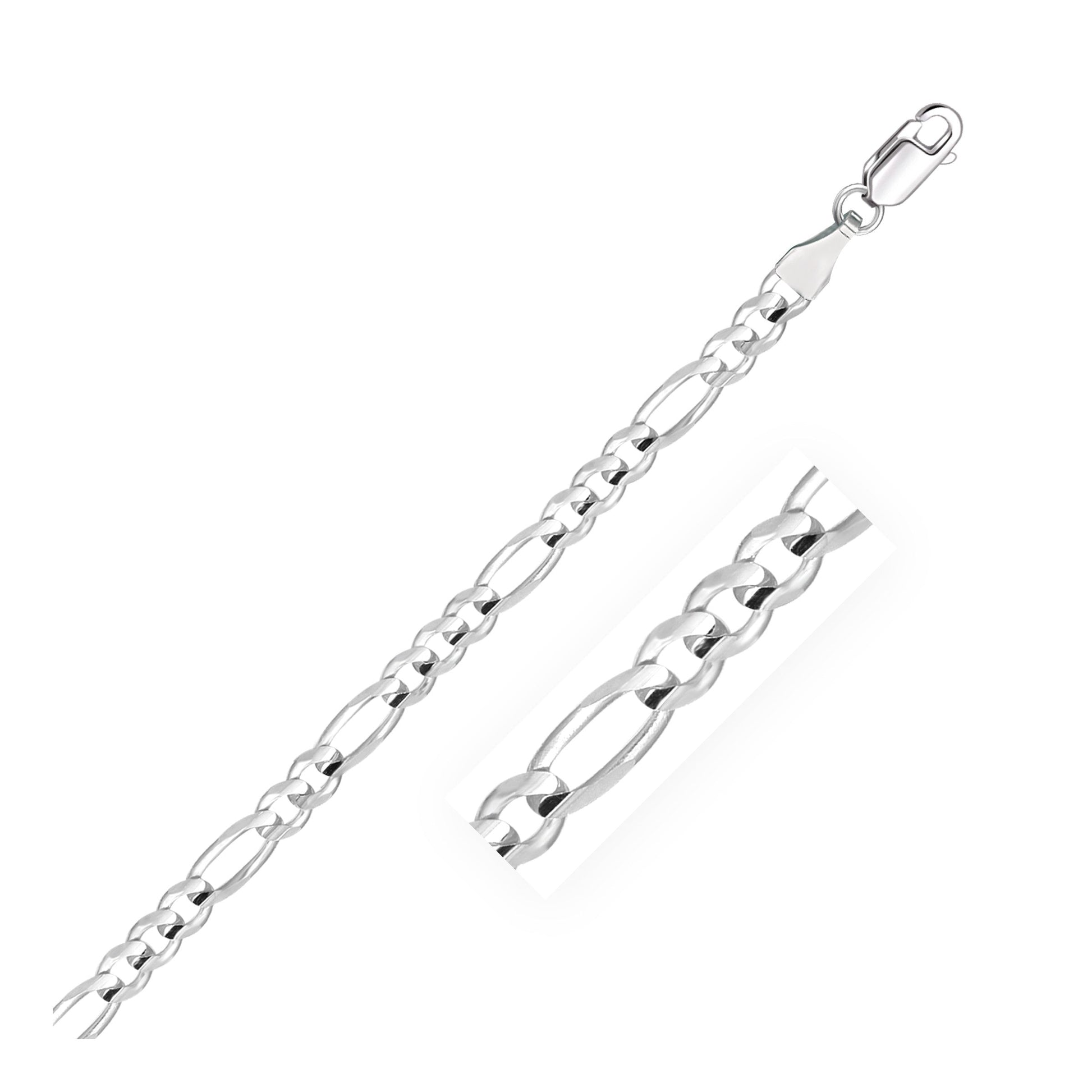 4.6mm 14k White Gold Solid Figaro Chain Bids.com