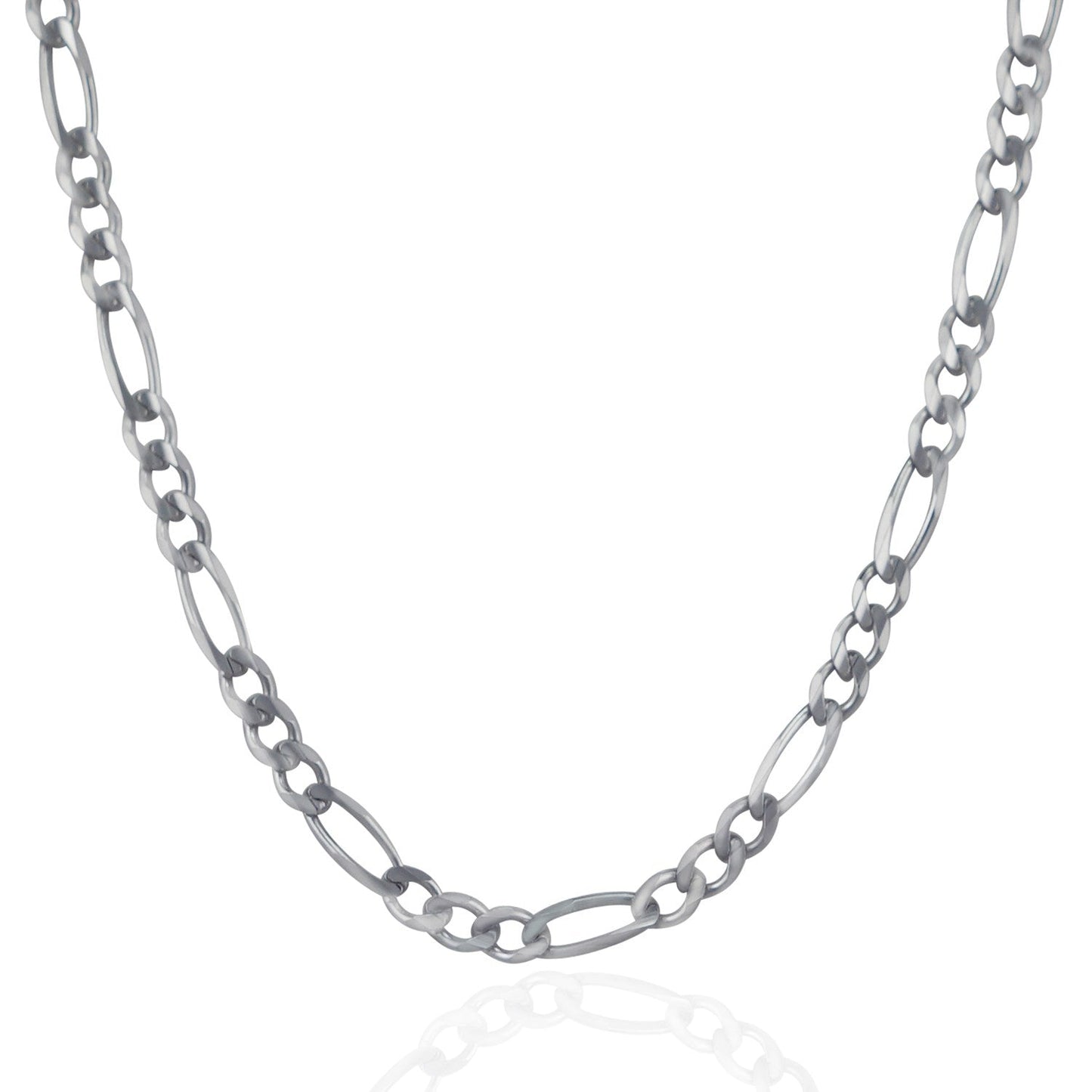 4.6mm 14k White Gold Solid Figaro Chain Bids.com