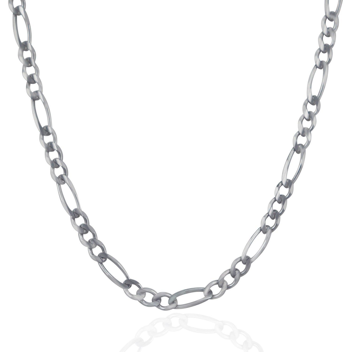 4.6mm 14k White Gold Solid Figaro Chain Bids.com