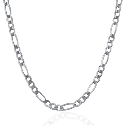 4.6mm 14k White Gold Solid Figaro Chain Bids.com