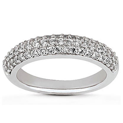 14k White Gold Triple Multi-Row Micro- Pave Diamond Wedding Ring Band Bids.com