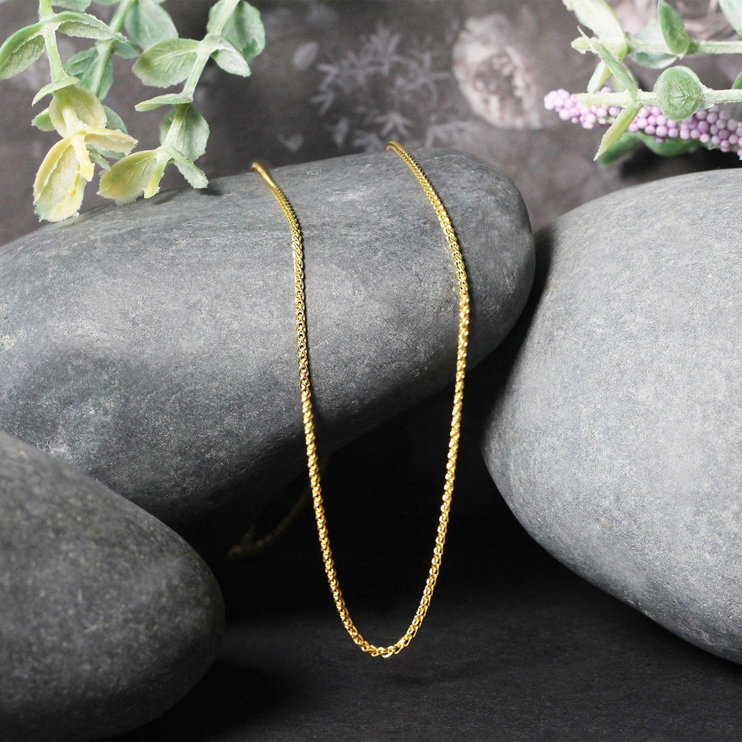 14k Yellow Gold Diamond Cut Round Wheat Chain 1.1mm Bids.com