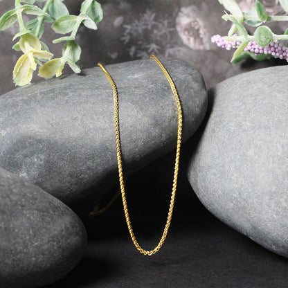 14k Yellow Gold Diamond Cut Round Wheat Chain 1.1mm Bids.com