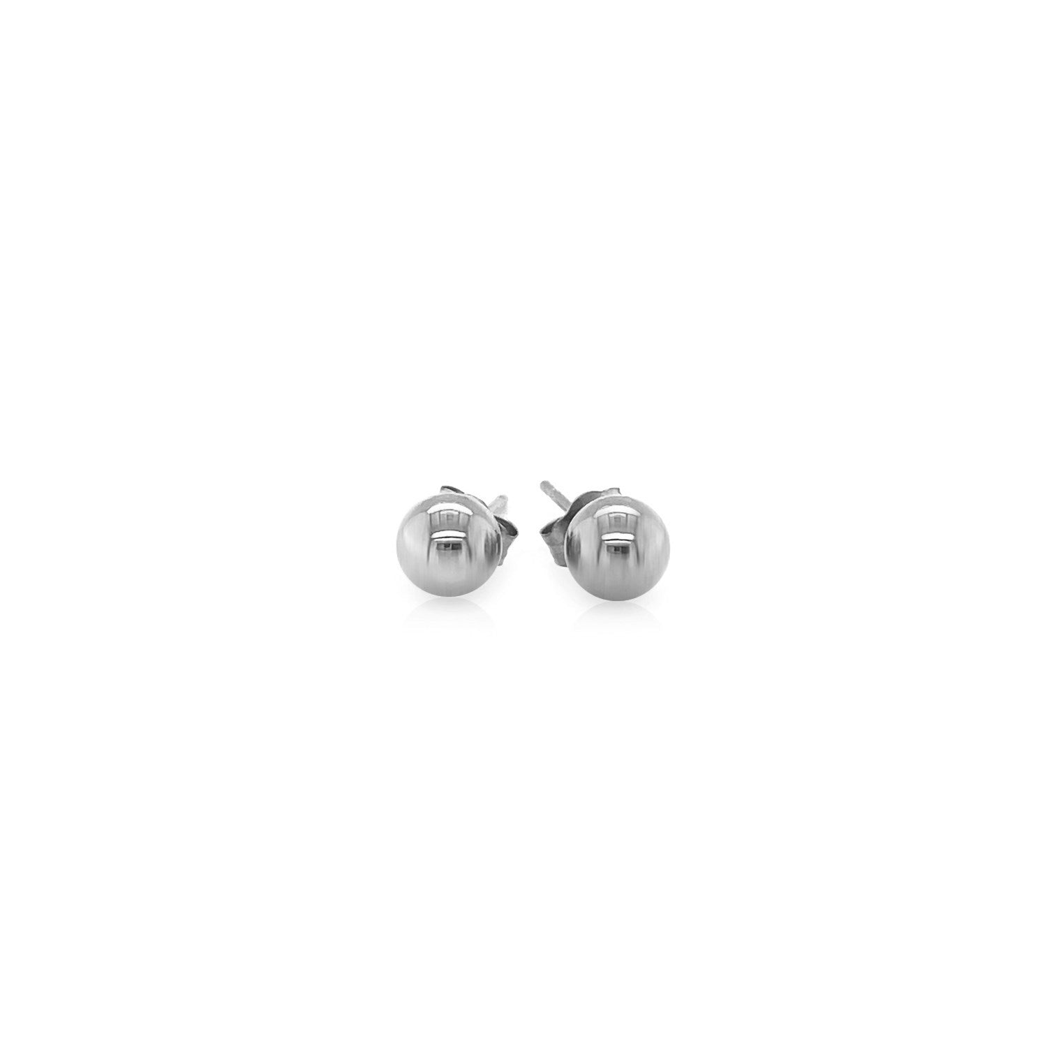 14k White Gold Classic Round Stud Earrings (5.0 mm) Bids.com