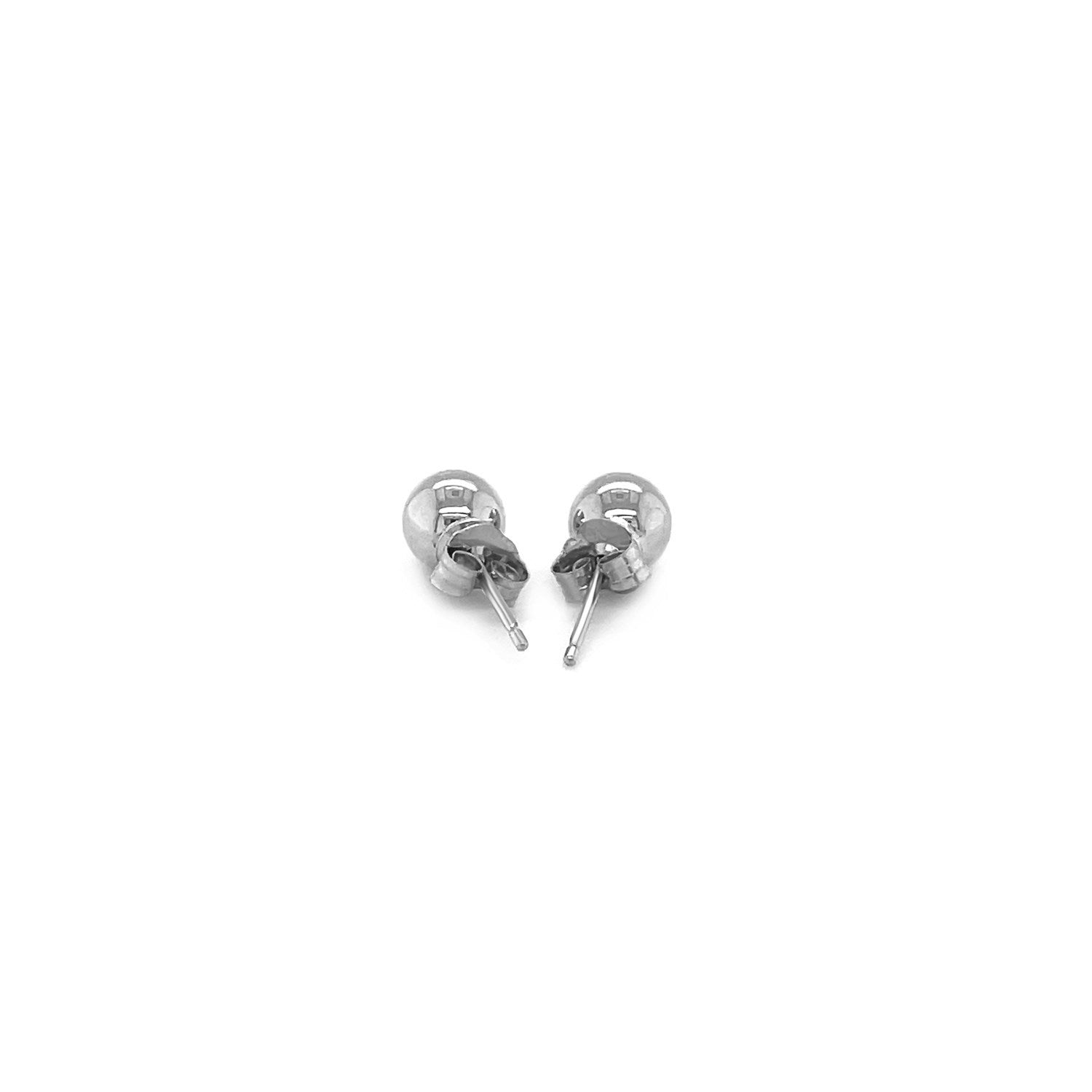 14k White Gold Classic Round Stud Earrings (5.0 mm) Bids.com