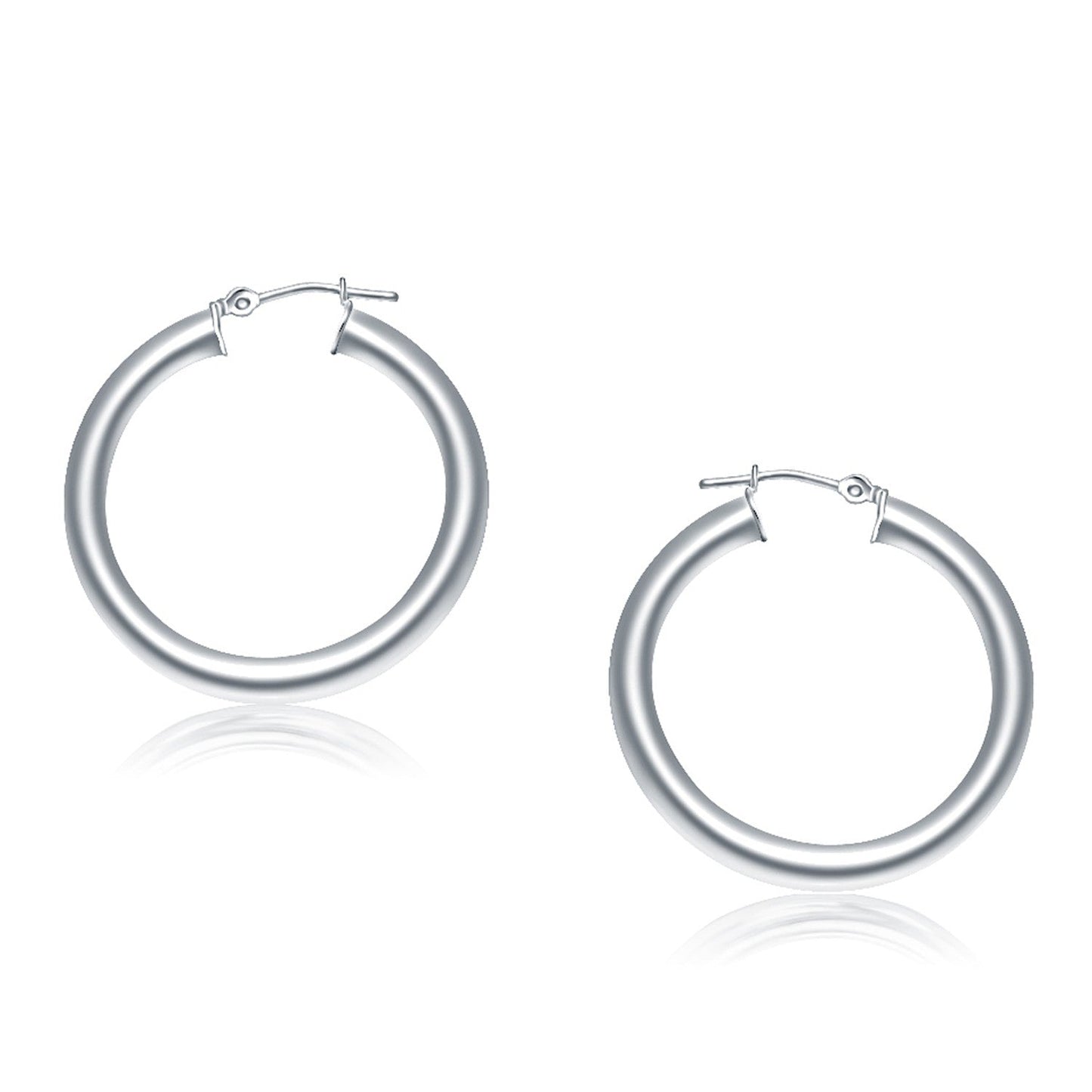 14k White Gold Polished Hoop Earrings (30 mm) Bids.com