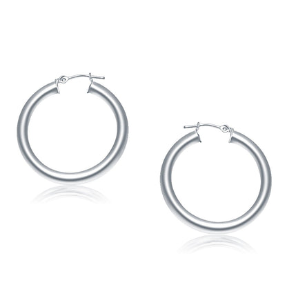 14k White Gold Polished Hoop Earrings (30 mm) Bids.com
