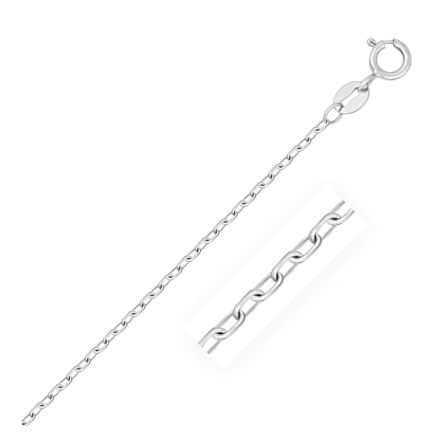14k White Gold Faceted Cable Link Chain 1.3mm Bids.com