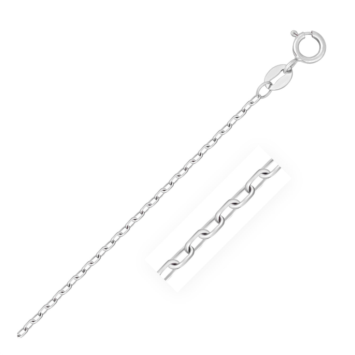 14k White Gold Faceted Cable Link Chain 1.3mm Bids.com