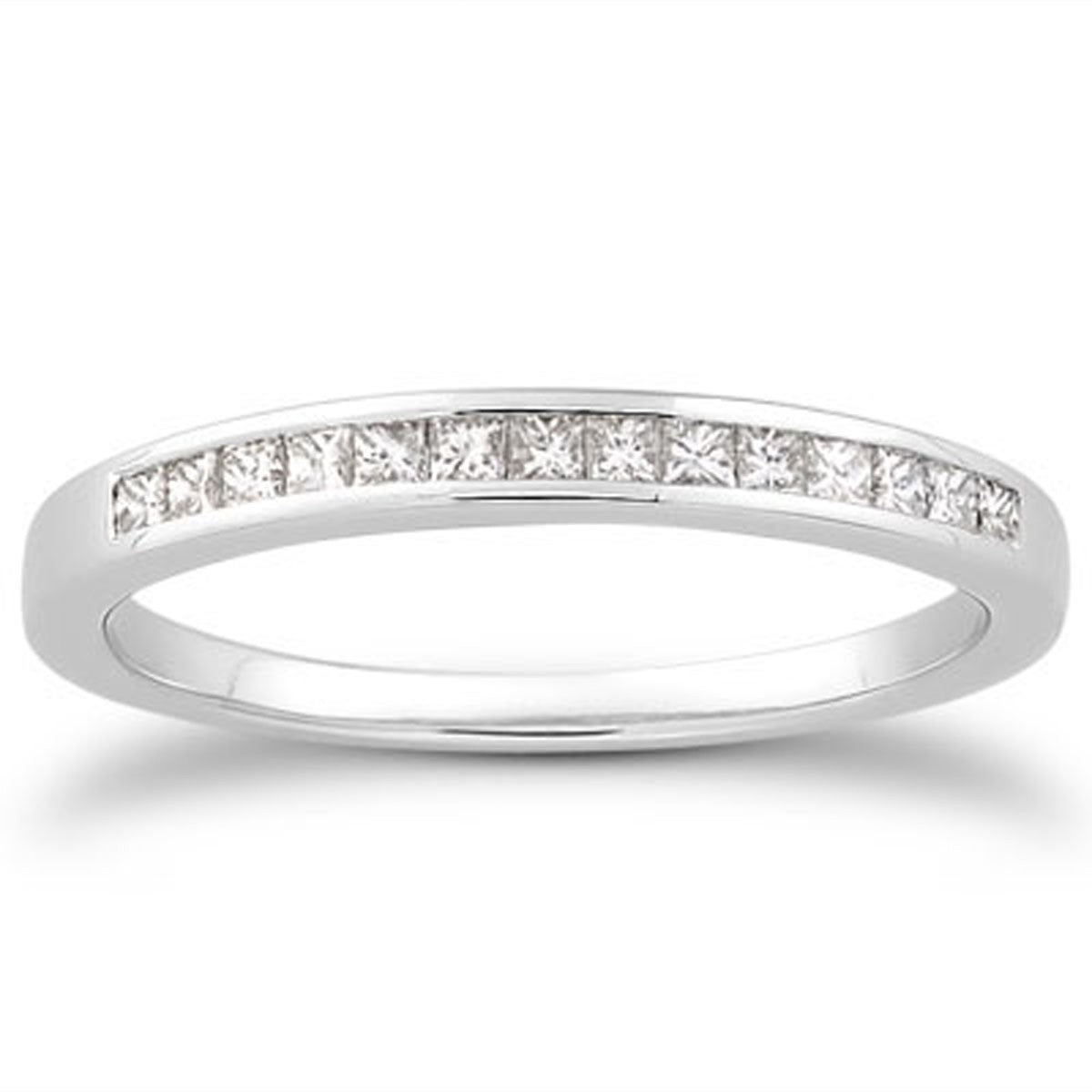 14k White Gold Channel Set Princess Diamond Wedding Ring Band Bids.com