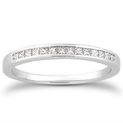 14k White Gold Channel Set Princess Diamond Wedding Ring Band Bids.com
