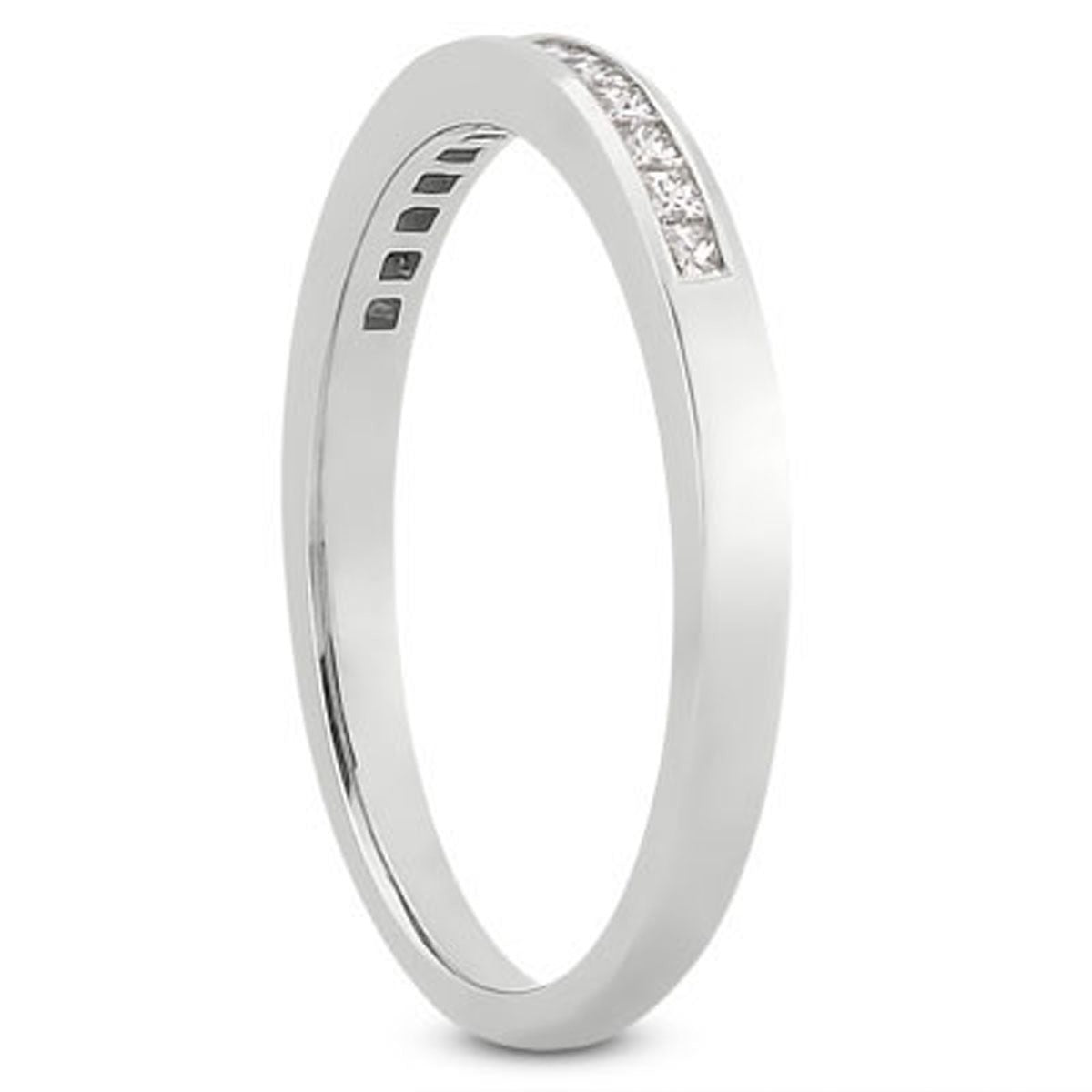 14k White Gold Channel Set Princess Diamond Wedding Ring Band Bids.com