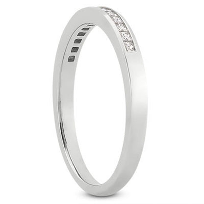 14k White Gold Channel Set Princess Diamond Wedding Ring Band Bids.com
