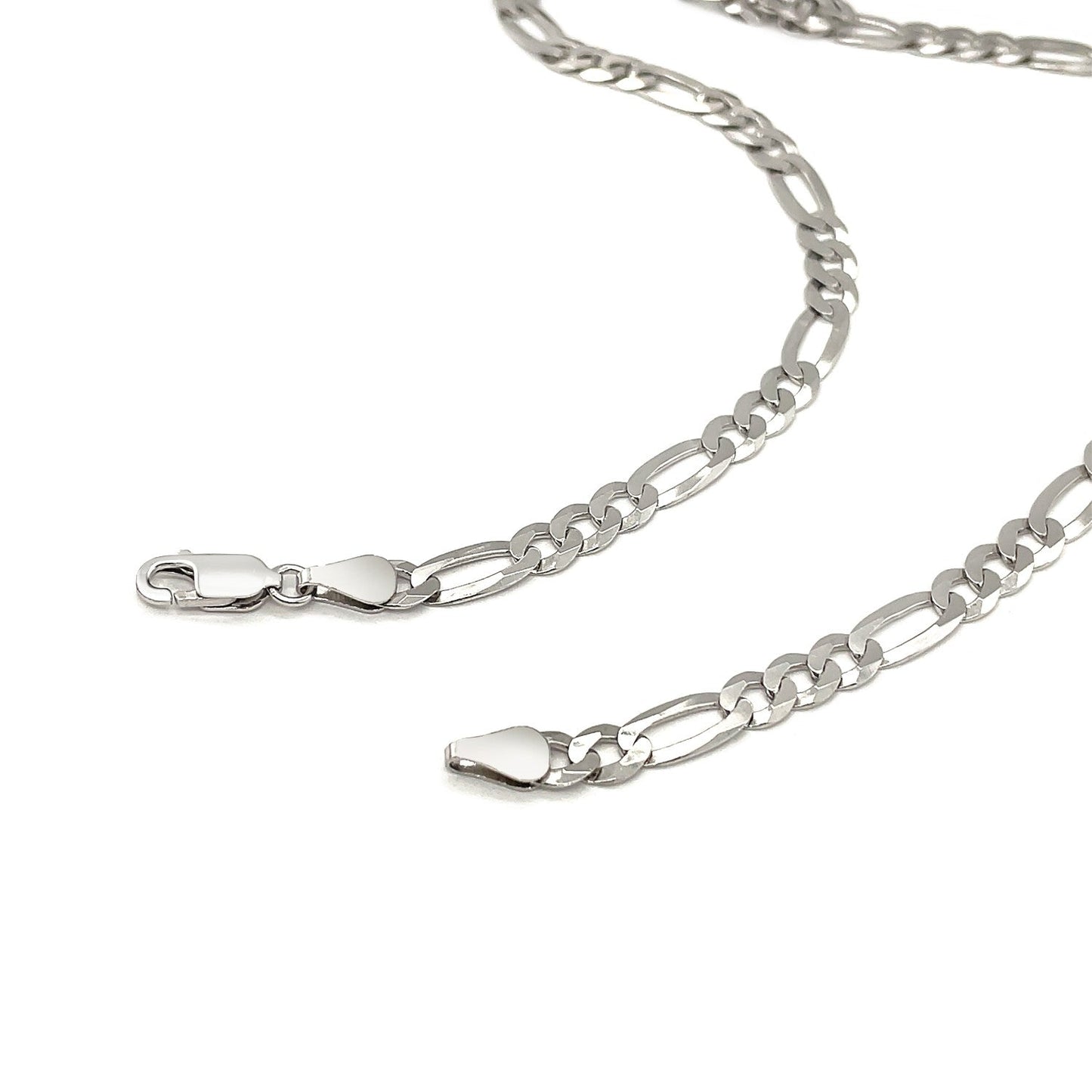 Rhodium Plated 5.5mm Sterling Silver Figaro Style Chain Bids.com