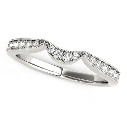 14k White Gold Milgrained Curved Wedding Diamond Band (1/6 cttw) Bids.com