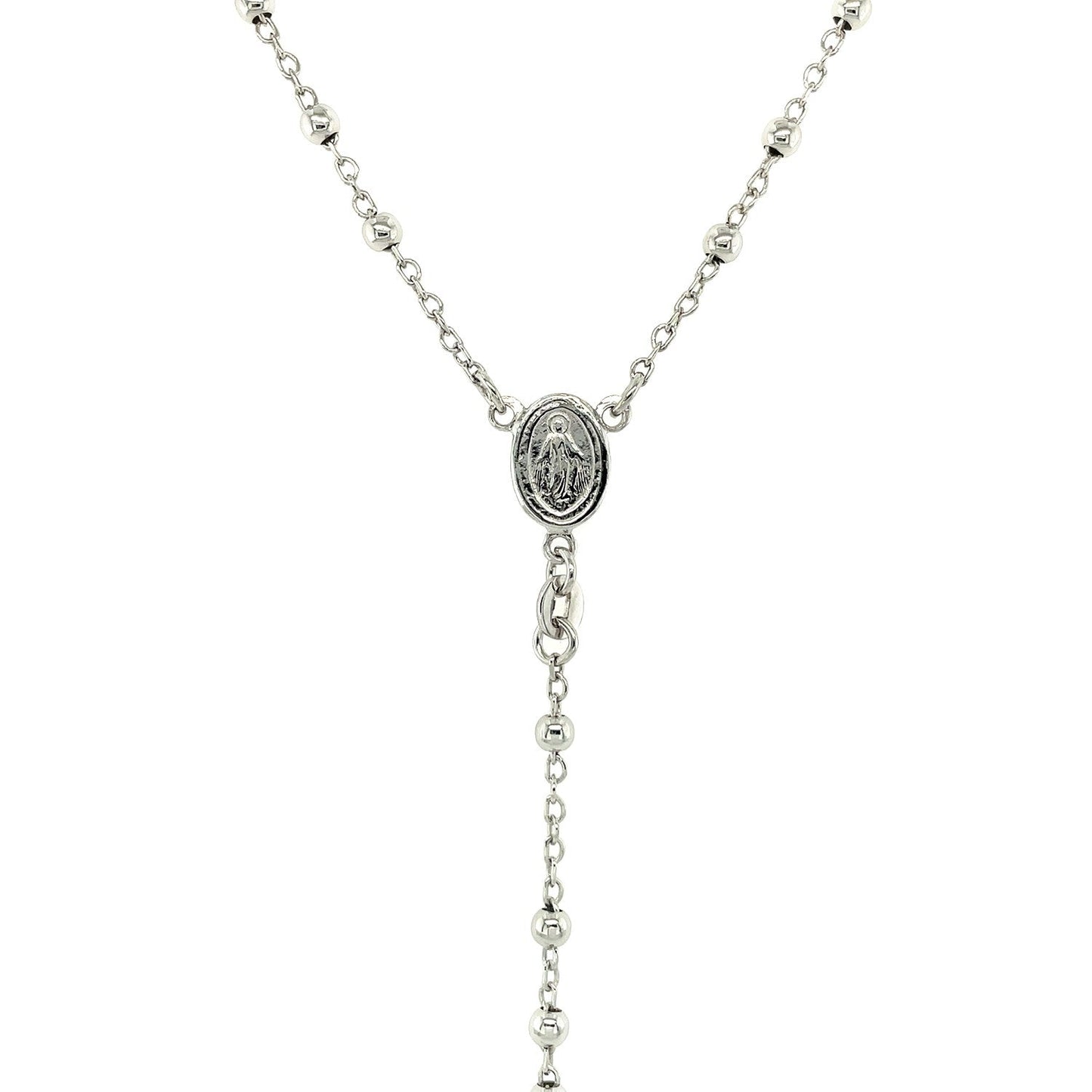 Fine Rosary Chain and Bead Necklace in Sterling Silver Bids.com
