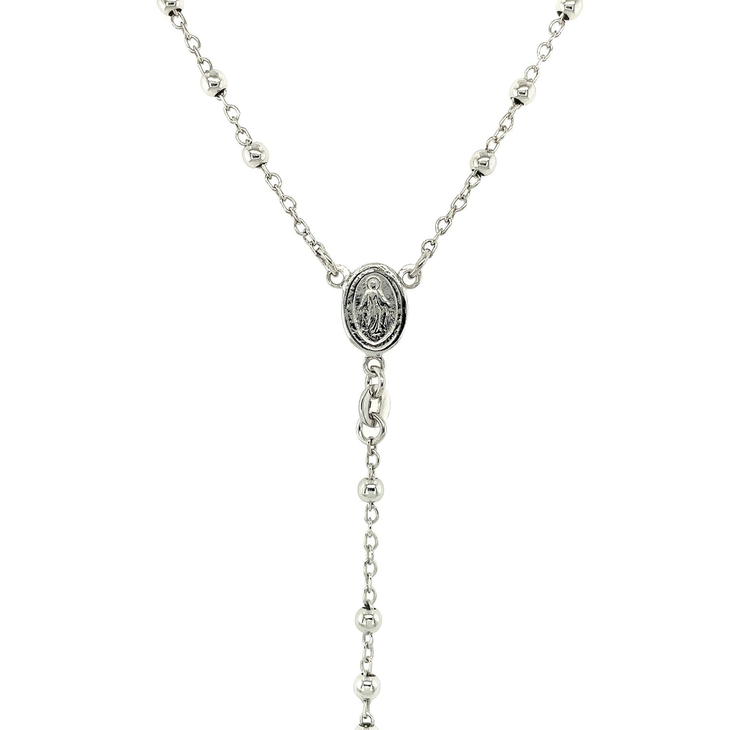 Fine Rosary Chain and Bead Necklace in Sterling Silver Bids.com