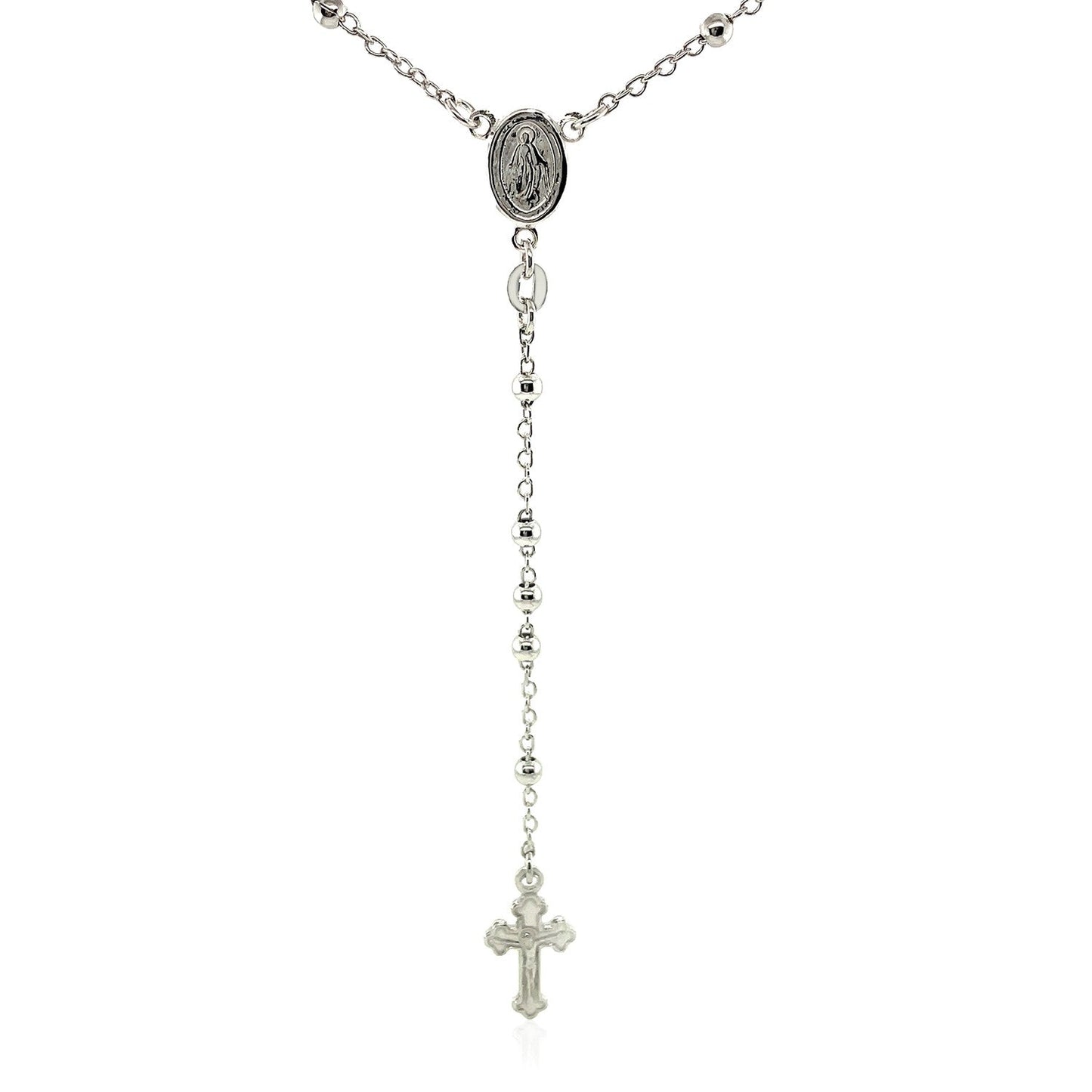 Fine Rosary Chain and Bead Necklace in Sterling Silver Bids.com