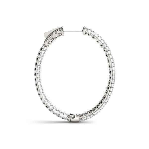 14k White Gold Diamond Hoop Double Sided Three Row Earrings (2 cttw) Bids.com