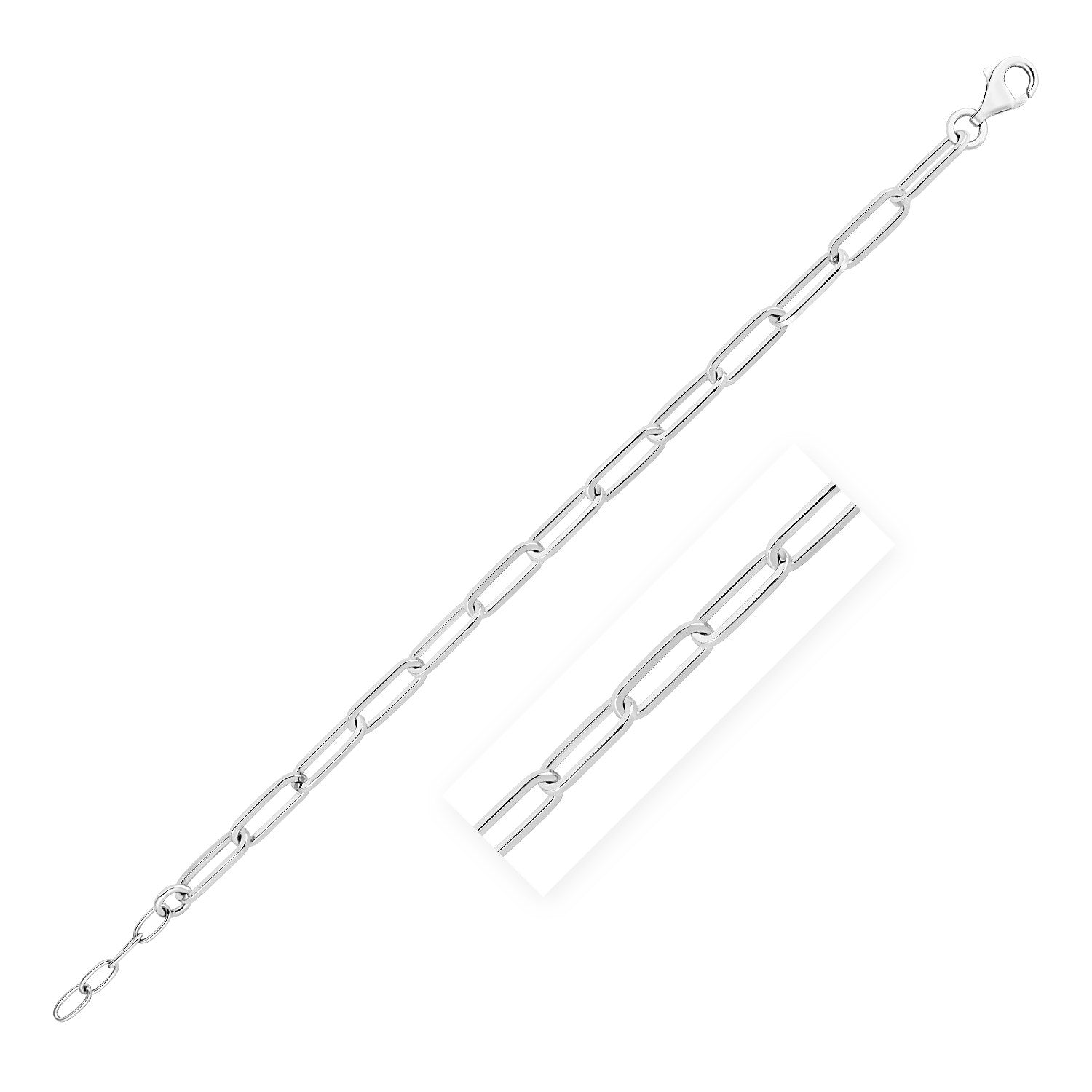 Sterling Silver Wide Paperclip Chain Bracelet Bids.com