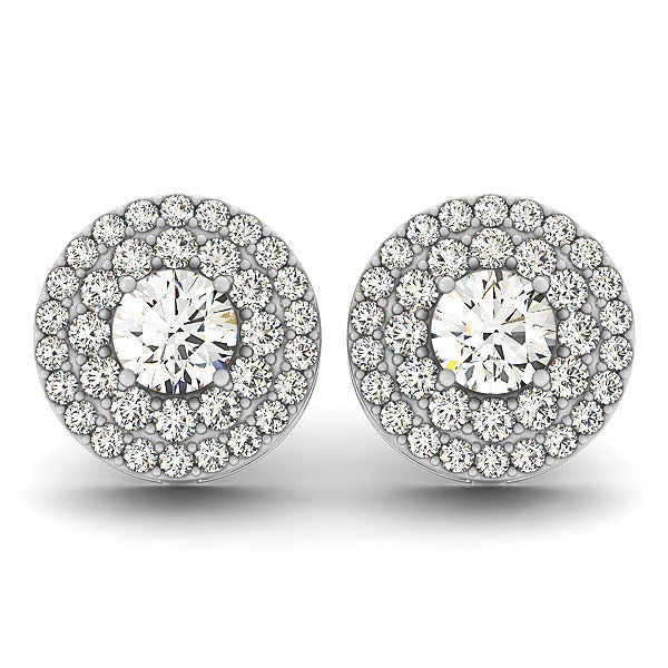 14k White Gold Double Halo Round Diamond Earrings (1 1/4 cttw) Bids.com