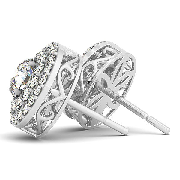 14k White Gold Double Halo Round Diamond Earrings (1 1/4 cttw) Bids.com
