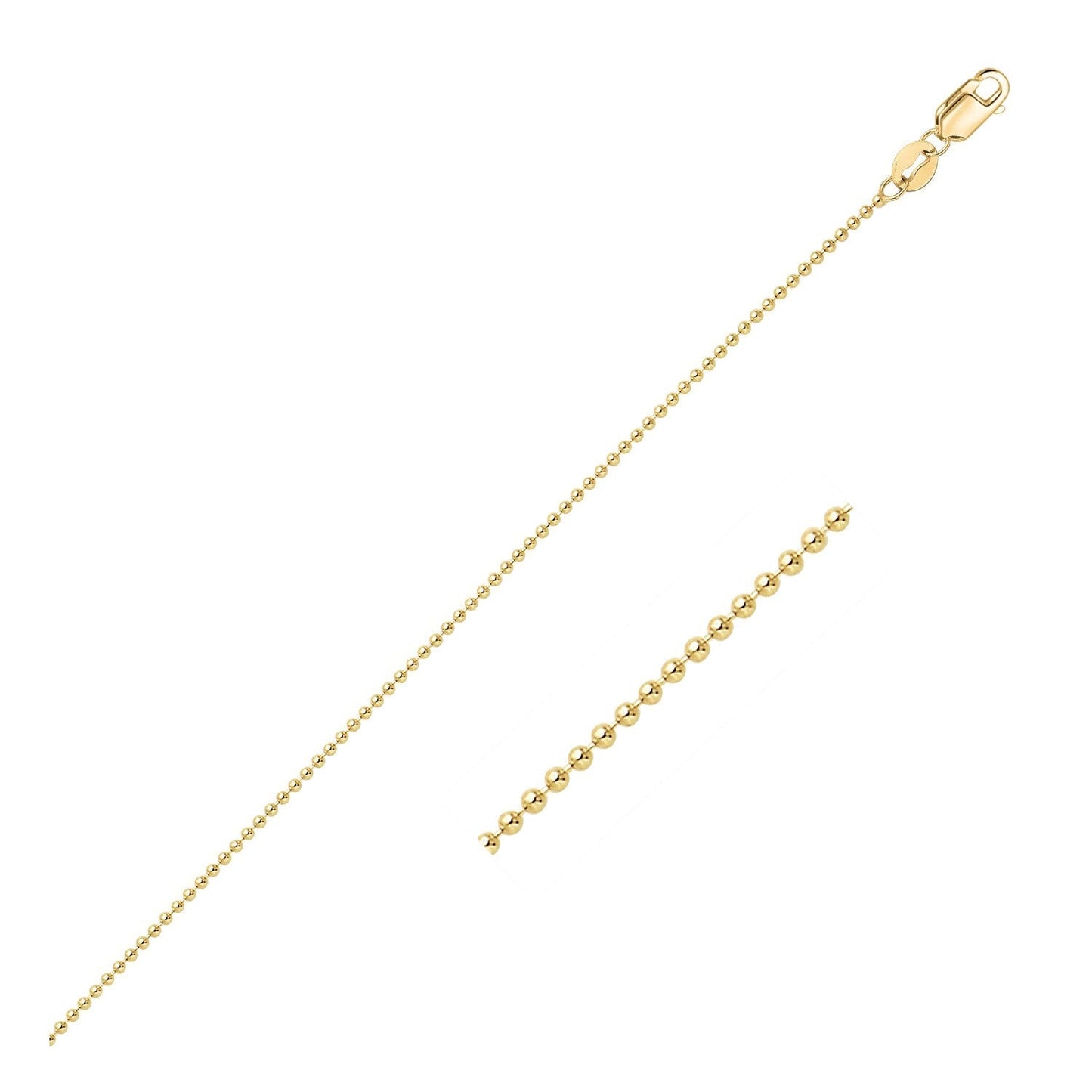 14k Yellow Gold Bead Chain 1.0mm Bids.com