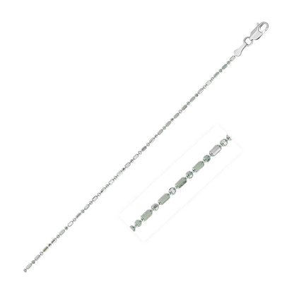 14k White Gold Diamond-Cut Bead Chain 1.0mm Bids.com