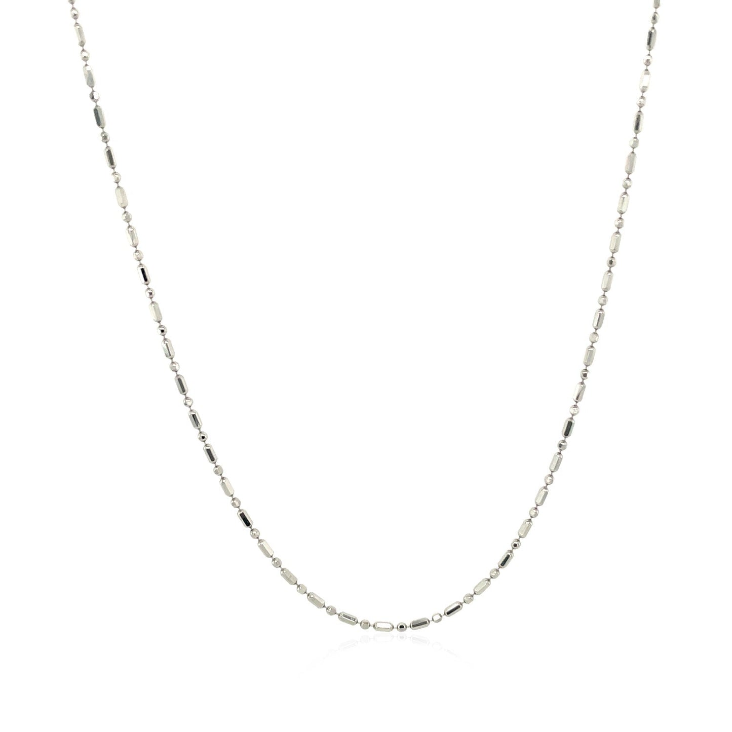 14k White Gold Diamond-Cut Bead Chain 1.0mm Bids.com
