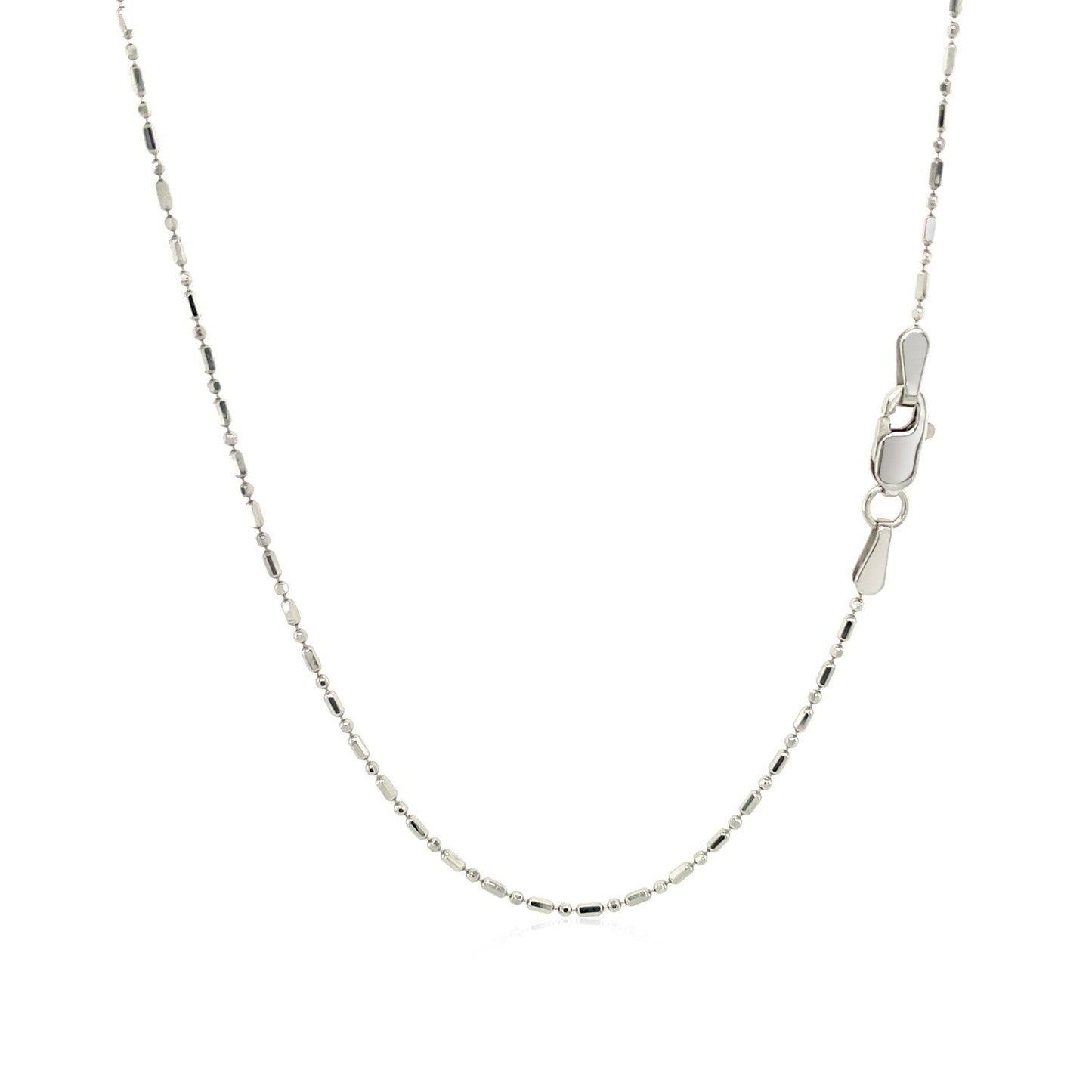 14k White Gold Diamond-Cut Bead Chain 1.0mm Bids.com