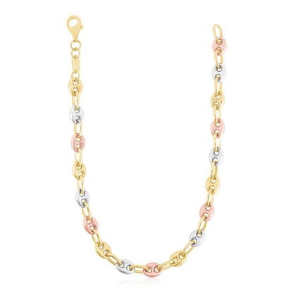 14k Tri Color Gold High Polish Puffed Mariner Link Chain Bids.com