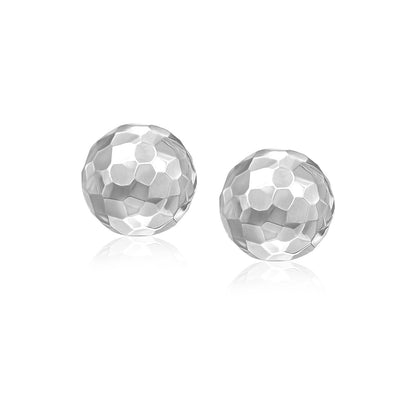 14k White Gold 7mm Round Faceted Style Stud Earrings Bids.com