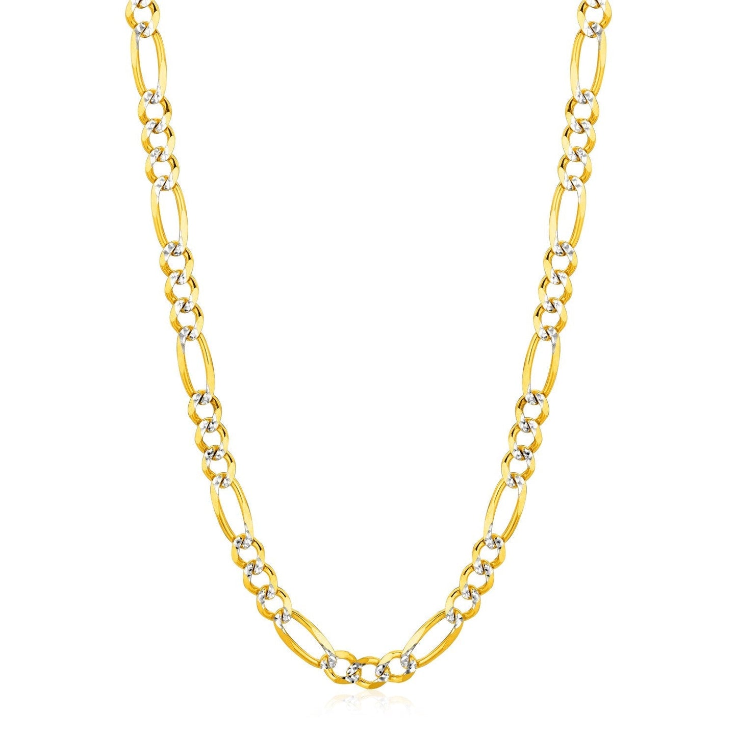 6.0mm 14K Yellow Gold Solid Pave Figaro Chain Bids.com