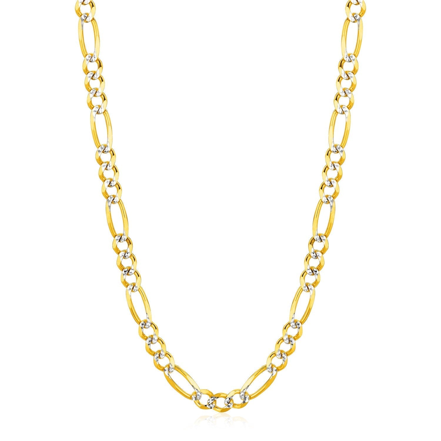 6.0mm 14K Yellow Gold Solid Pave Figaro Chain Bids.com