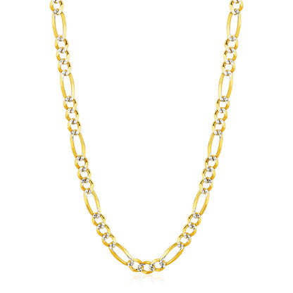 6.0mm 14K Yellow Gold Solid Pave Figaro Chain Bids.com