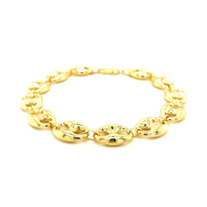 11.0mm 14k Yellow Gold Puffed Mariner Link Bracelet Bids.com