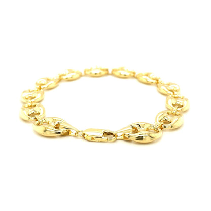 11.0mm 14k Yellow Gold Puffed Mariner Link Bracelet Bids.com