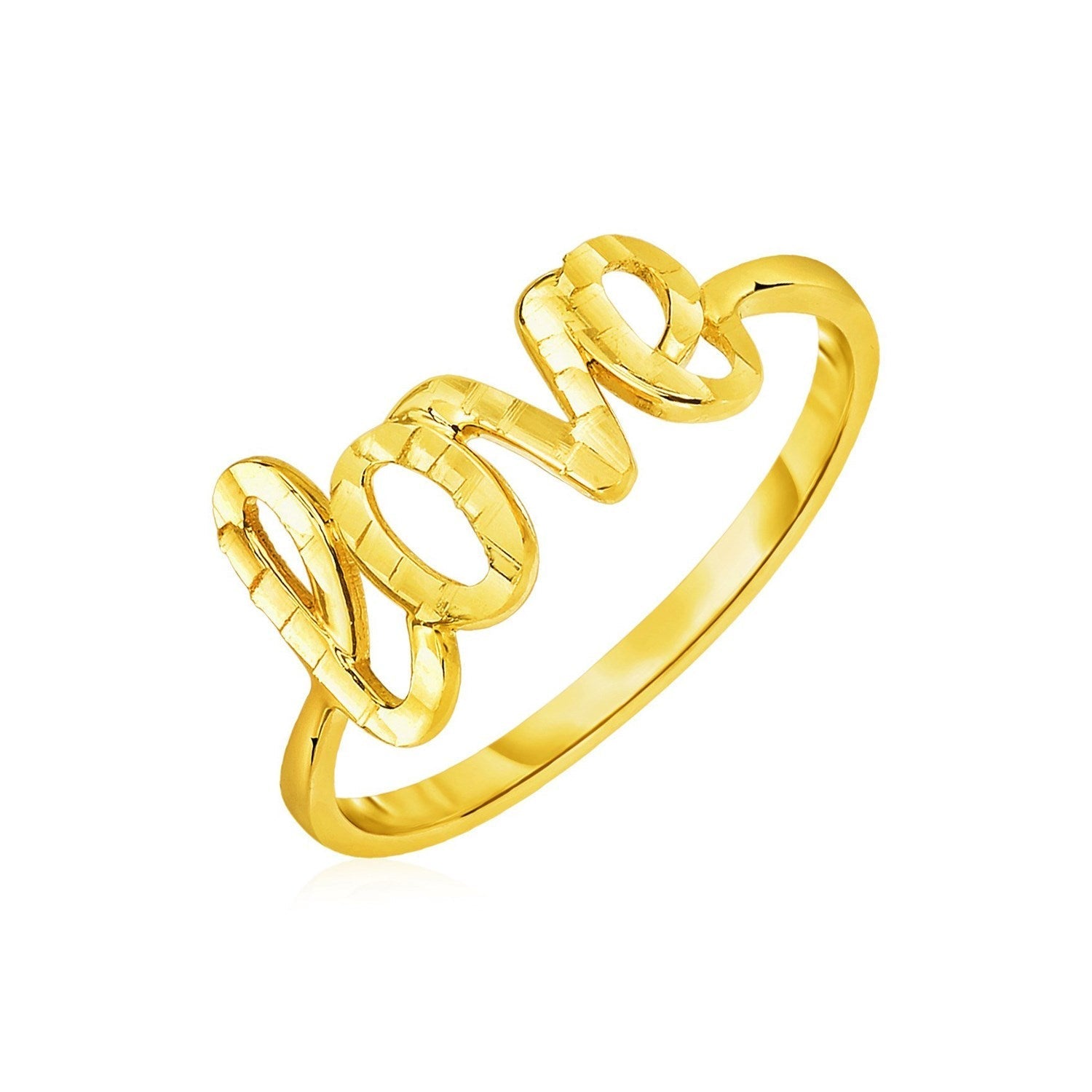14k Yellow Gold Ring with Love Bids.com