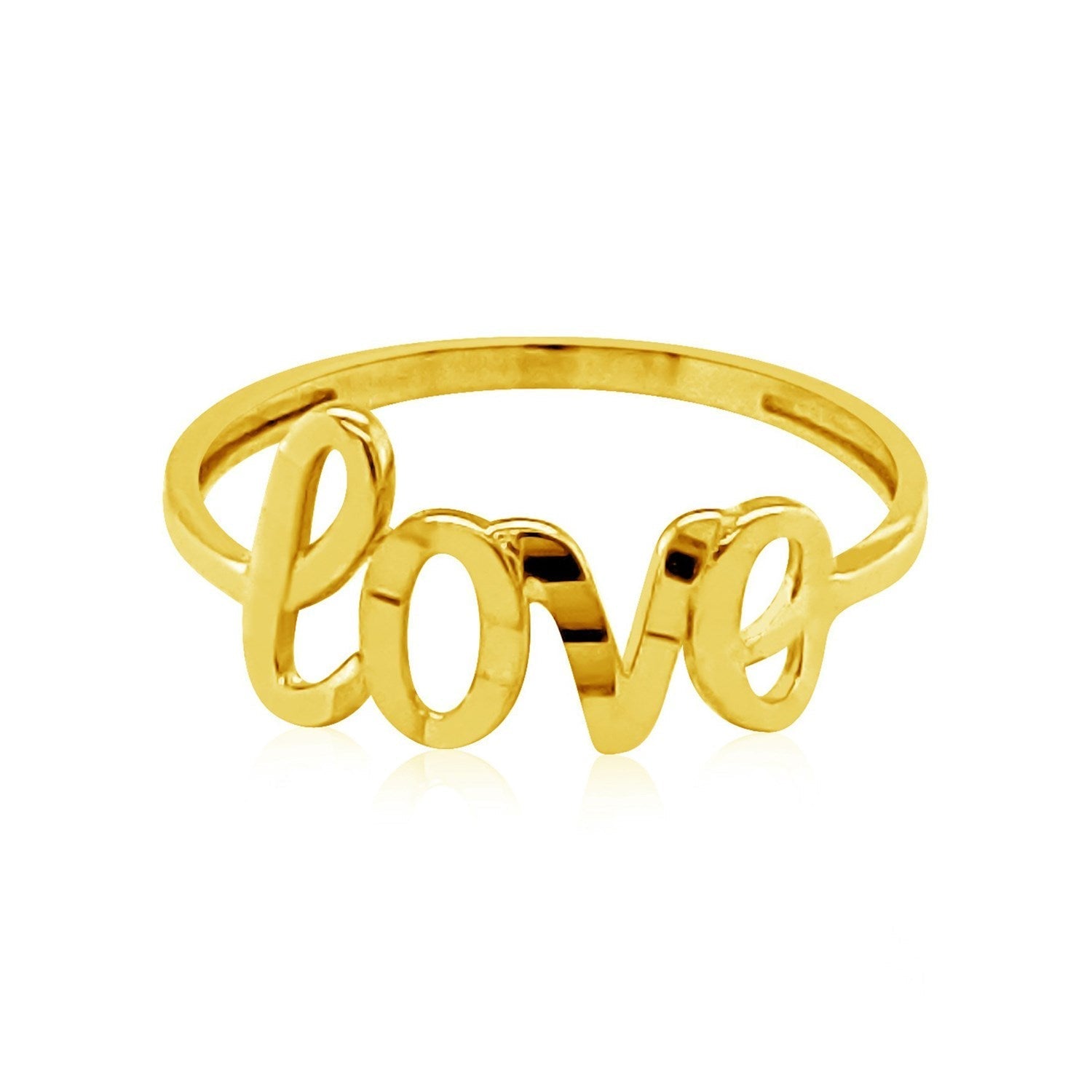14k Yellow Gold Ring with Love Bids.com