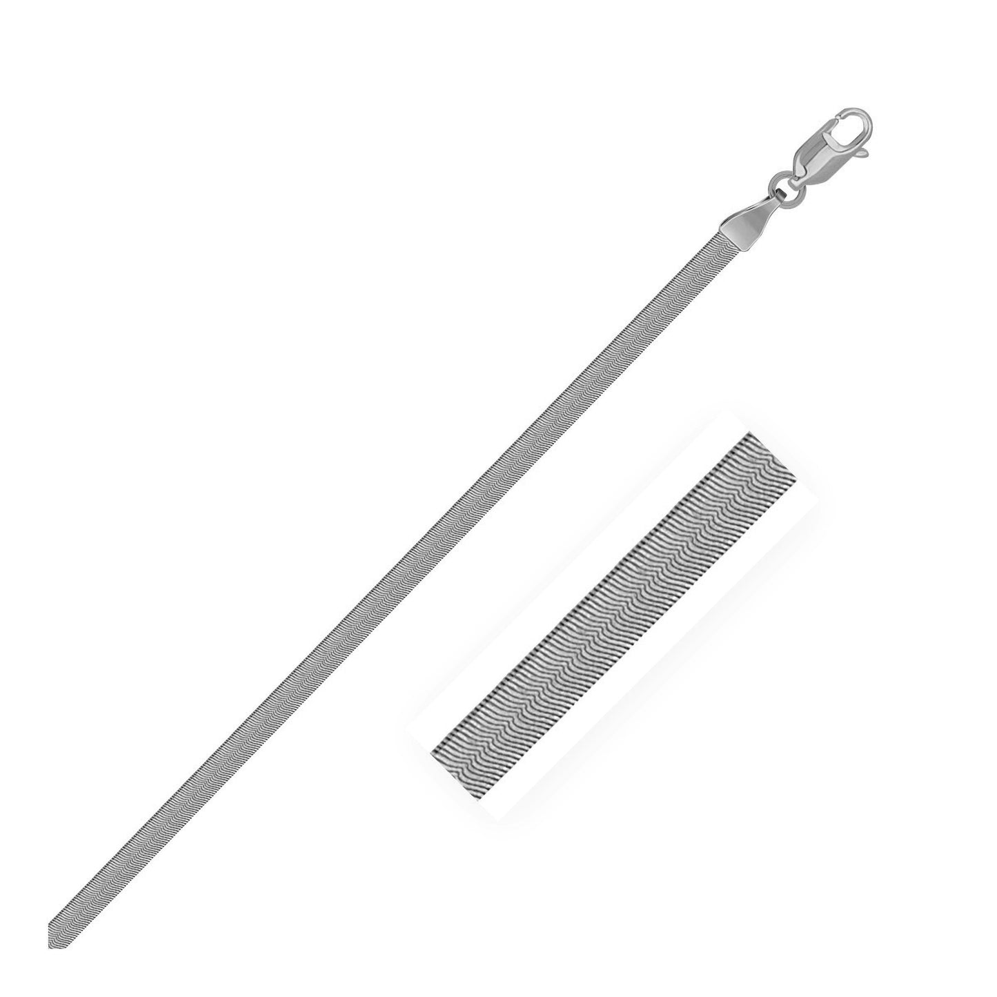 14k White Gold Super Flex Herringbone Bracelet (2.80 mm) Bids.com