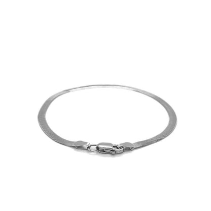 14k White Gold Super Flex Herringbone Bracelet (2.80 mm) Bids.com