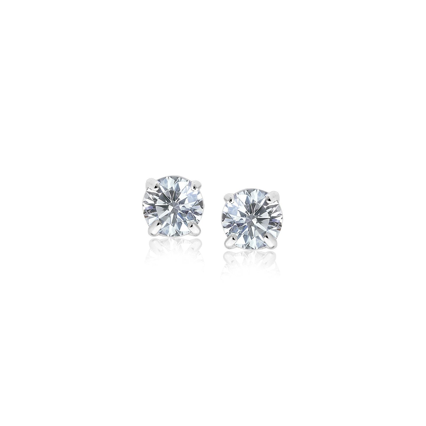 14k White Gold 3mm Faceted White Cubic Zirconia Stud Earrings Bids.com