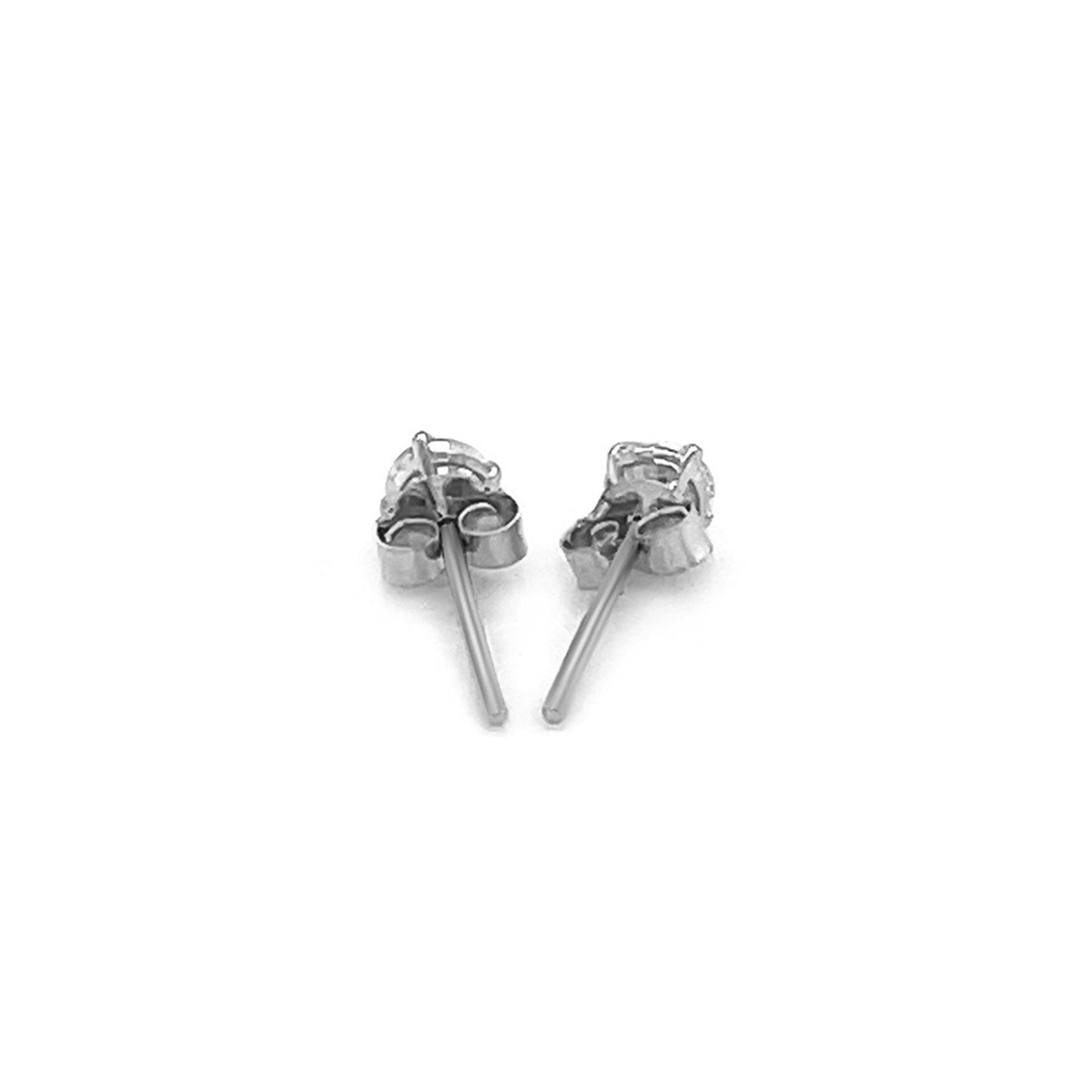 14k White Gold 3mm Faceted White Cubic Zirconia Stud Earrings Bids.com