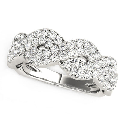 Diamond Studded Interlocking Waves Ring in 14k White Gold (5/8 cttw) Bids.com