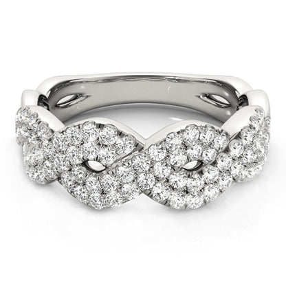 Diamond Studded Interlocking Waves Ring in 14k White Gold (5/8 cttw) Bids.com
