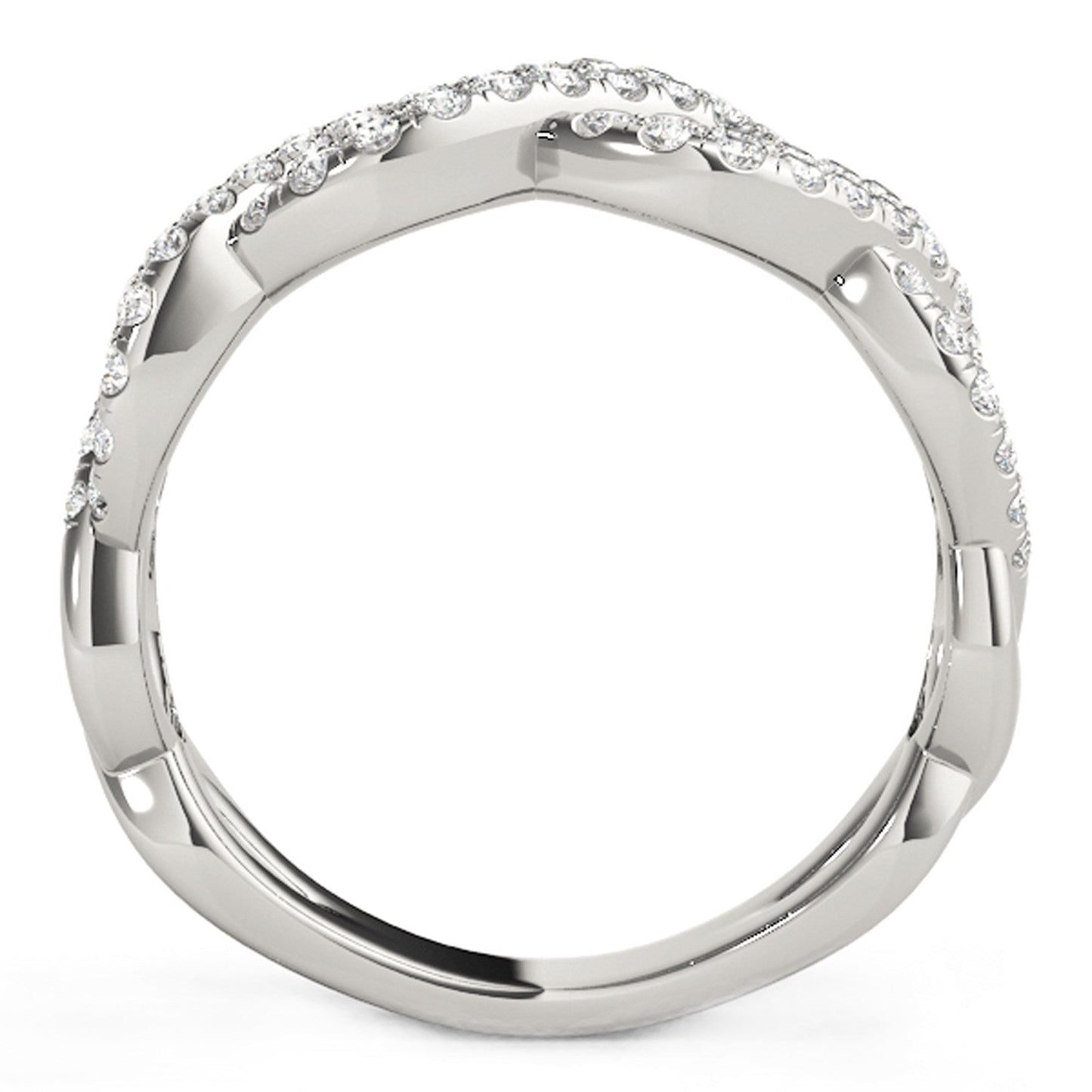 Diamond Studded Interlocking Waves Ring in 14k White Gold (5/8 cttw) Bids.com