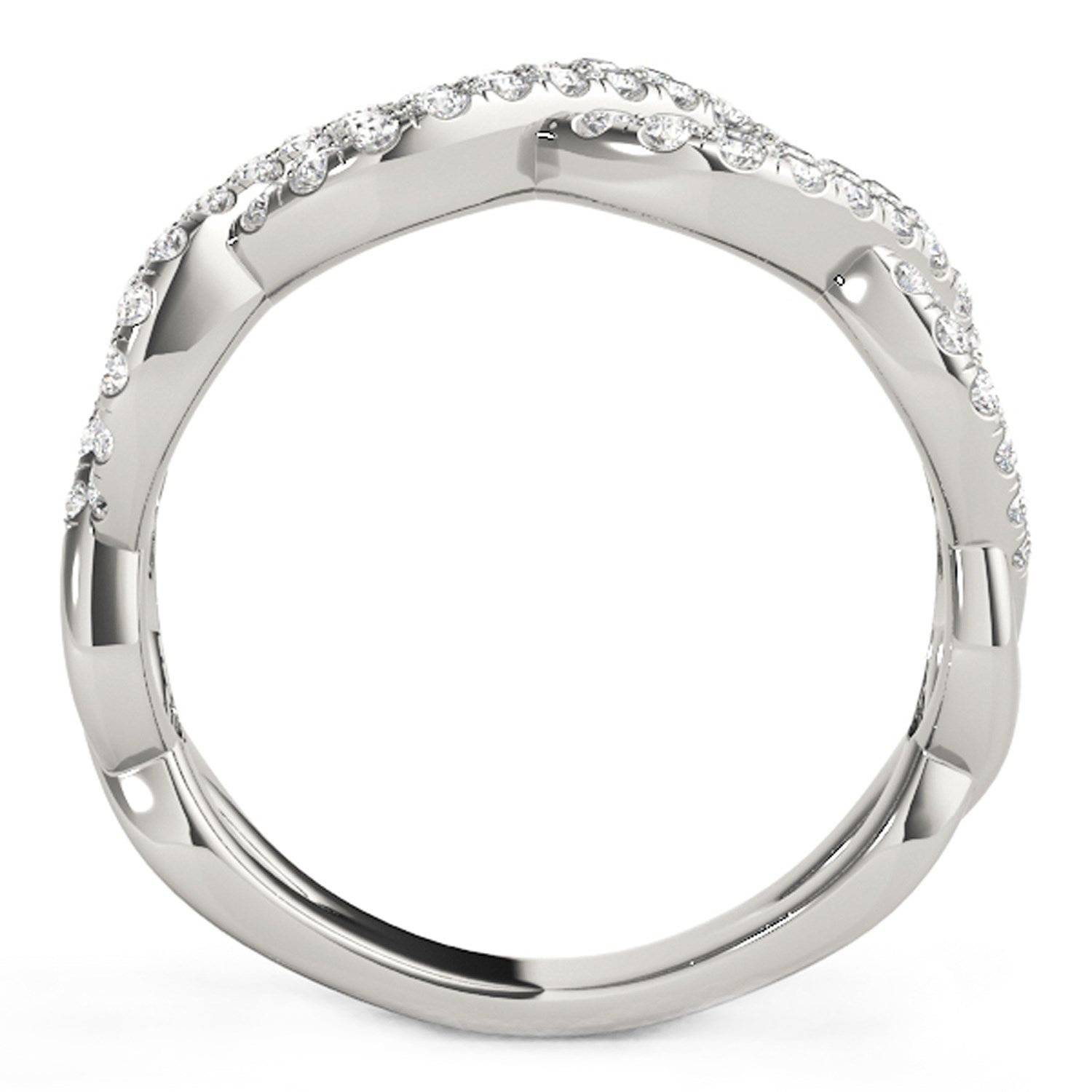 Diamond Studded Interlocking Waves Ring in 14k White Gold (5/8 cttw) Bids.com